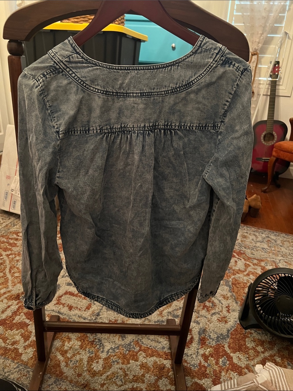 Pilcro and the Letterpress Washed Denim V-Neck Tunic - Blue - Picture 6 of 6